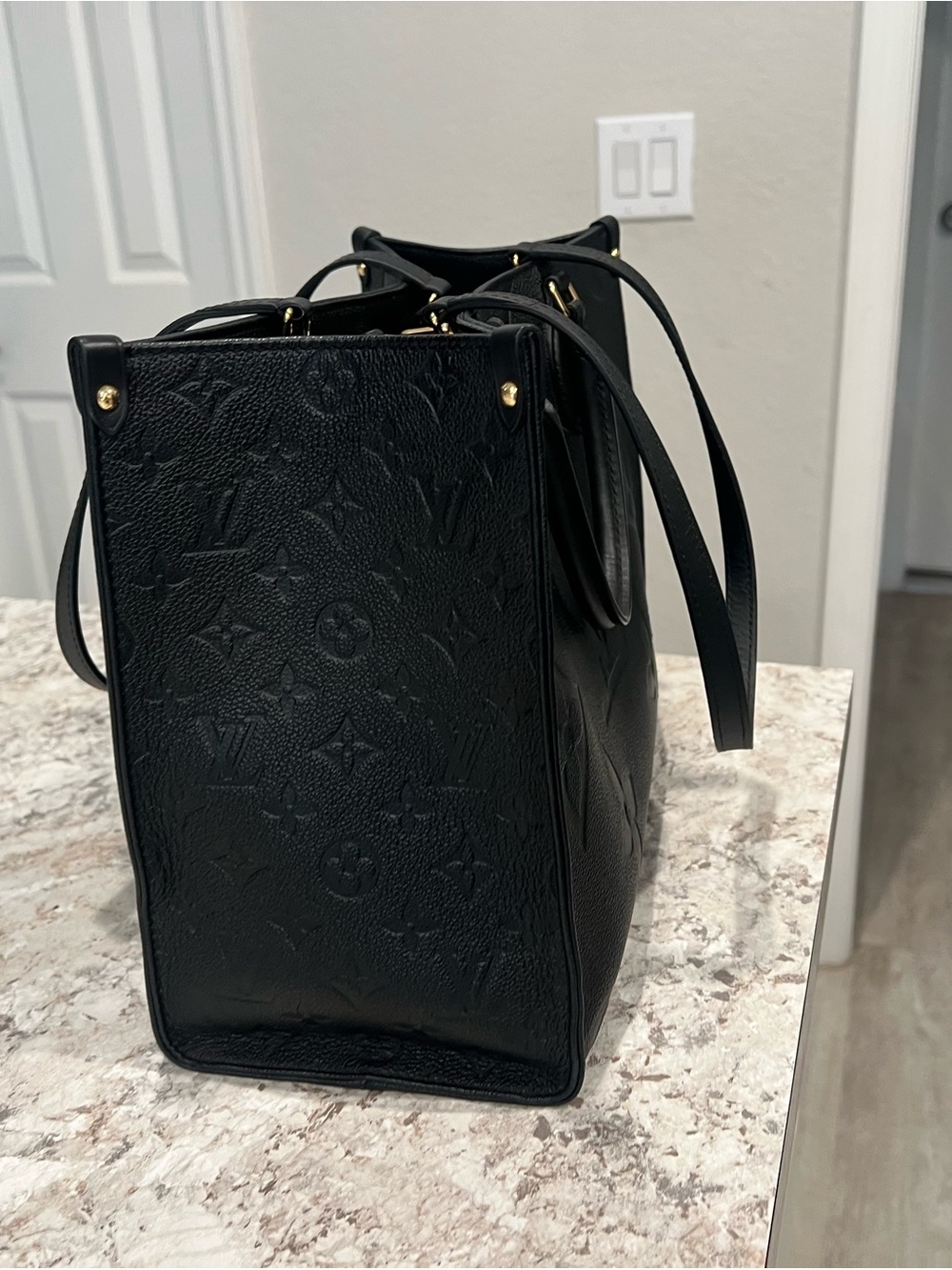 Louis Vuitton Black Embossed Monogram Leather Tote - Picture 2 of 4